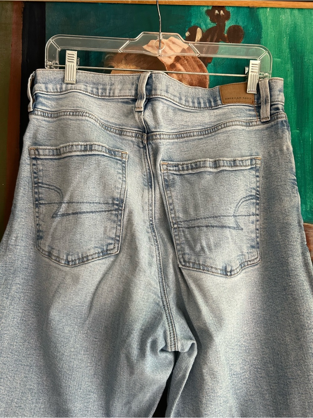 American Eagle Straight Leg Jeans Mens 32x30 Light Wash Blue Denim Stretch - Picture 9 of 16